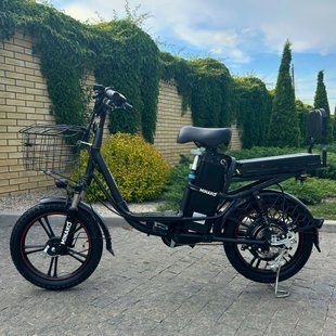 Електровелосипед MINAKO V12 LUX (48V, 15Ah, 600W) з АМОРТИЗАТОРОМ | чорний | з розкладним сидінням-багажником 5794 фото